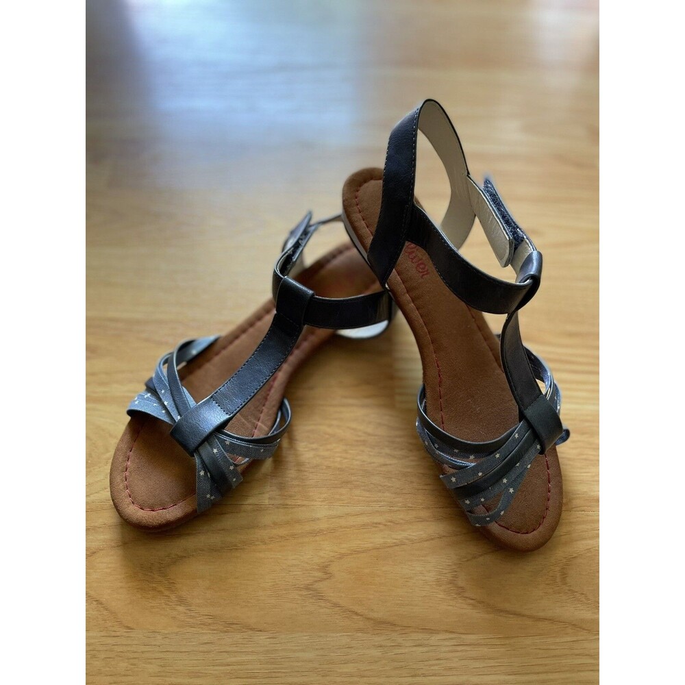 S.Oliver Women's Sandals Ankle-Strap Blue /Jeans/Stars Size 7 EUC